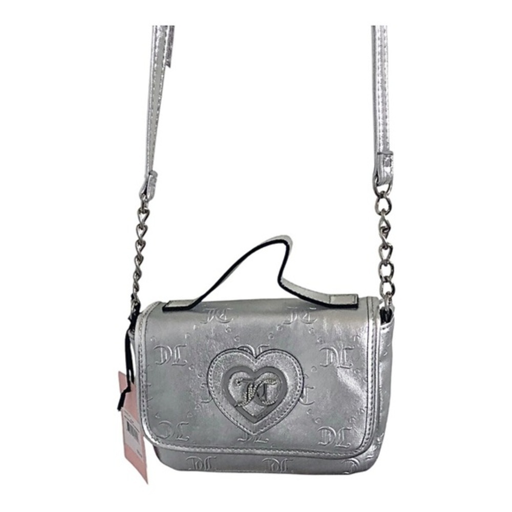 Juicy Couture Silver metallic ONLY YOU N ME Flap Crossbody top handle bag purse